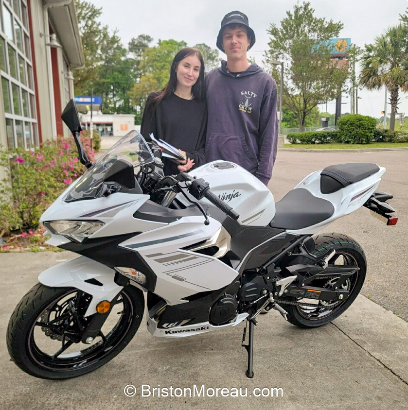 Briston Moreau with her 2023 Kawasaki Ninja 400